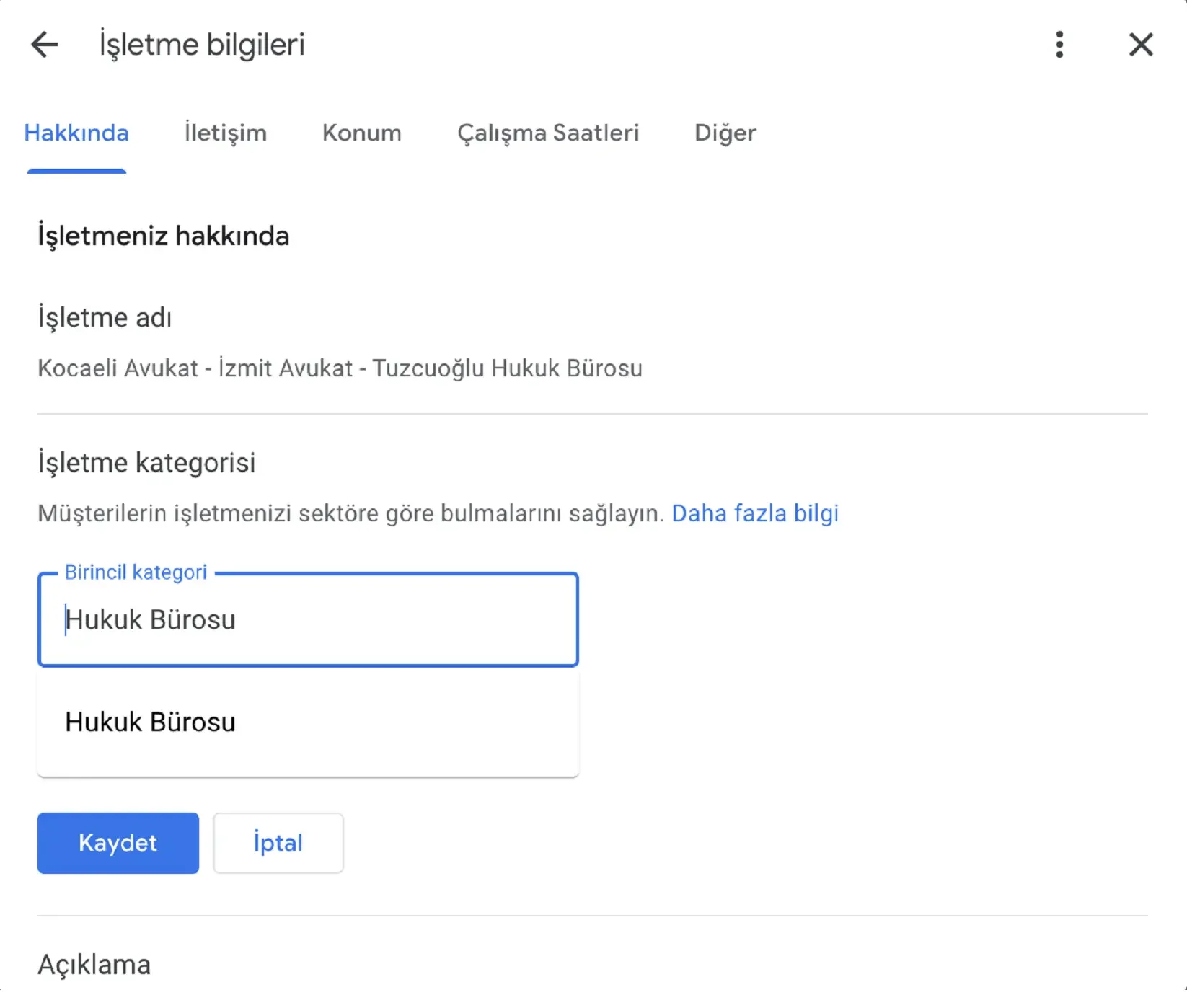 İşletme Kategorinizi Seçin